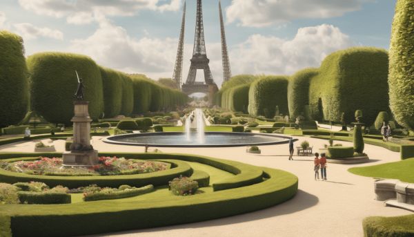 Un vaste jardin public près de la tour Eiffel